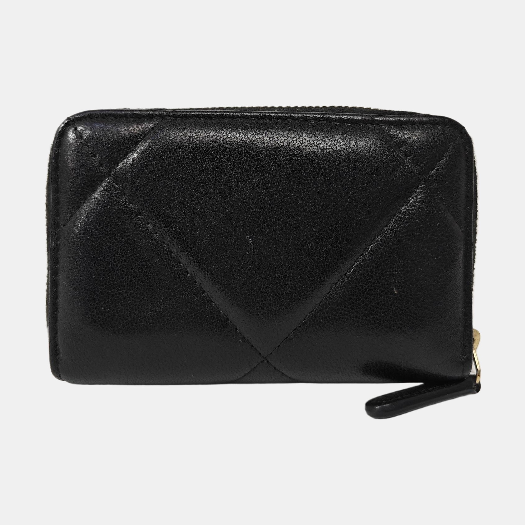 CHANEL 19 Small Quilted Lambskin Black Coin Purse