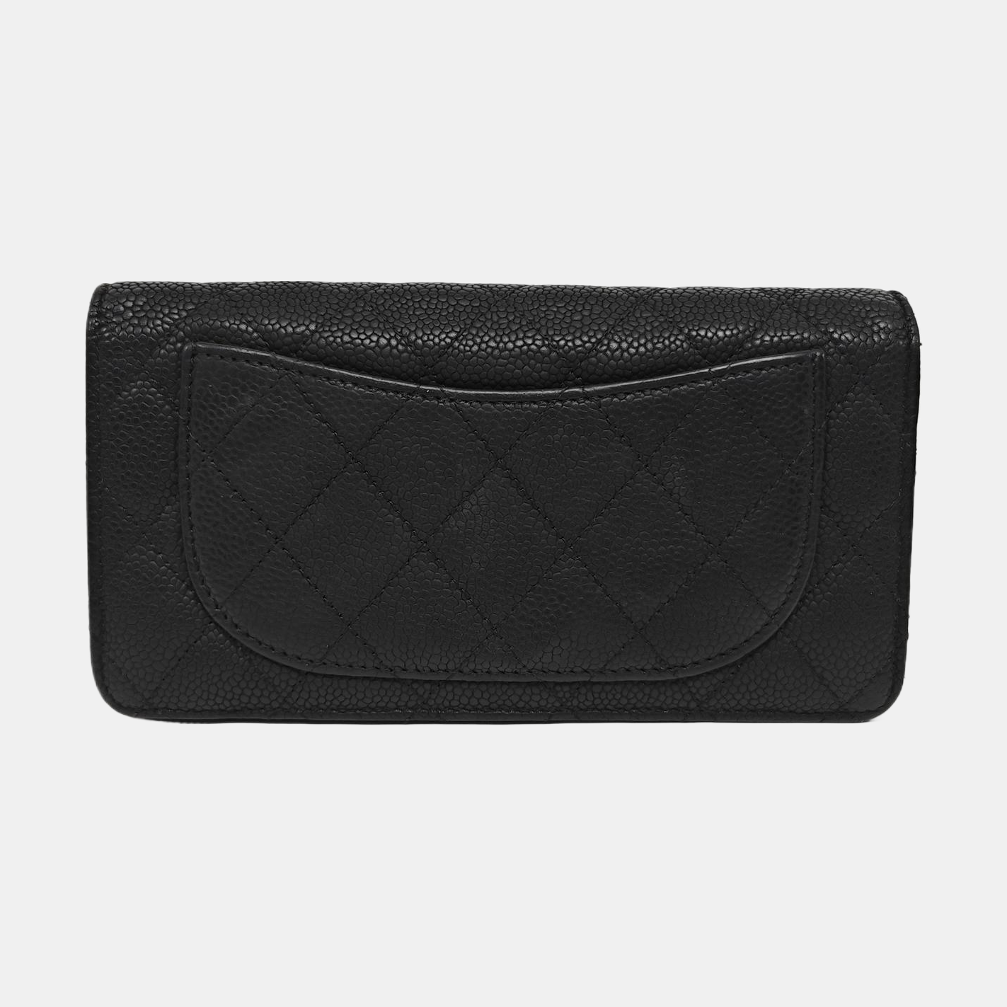 Quilted Grained Calfskin Wallet Black