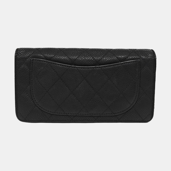 Quilted Grained Calfskin Wallet Black