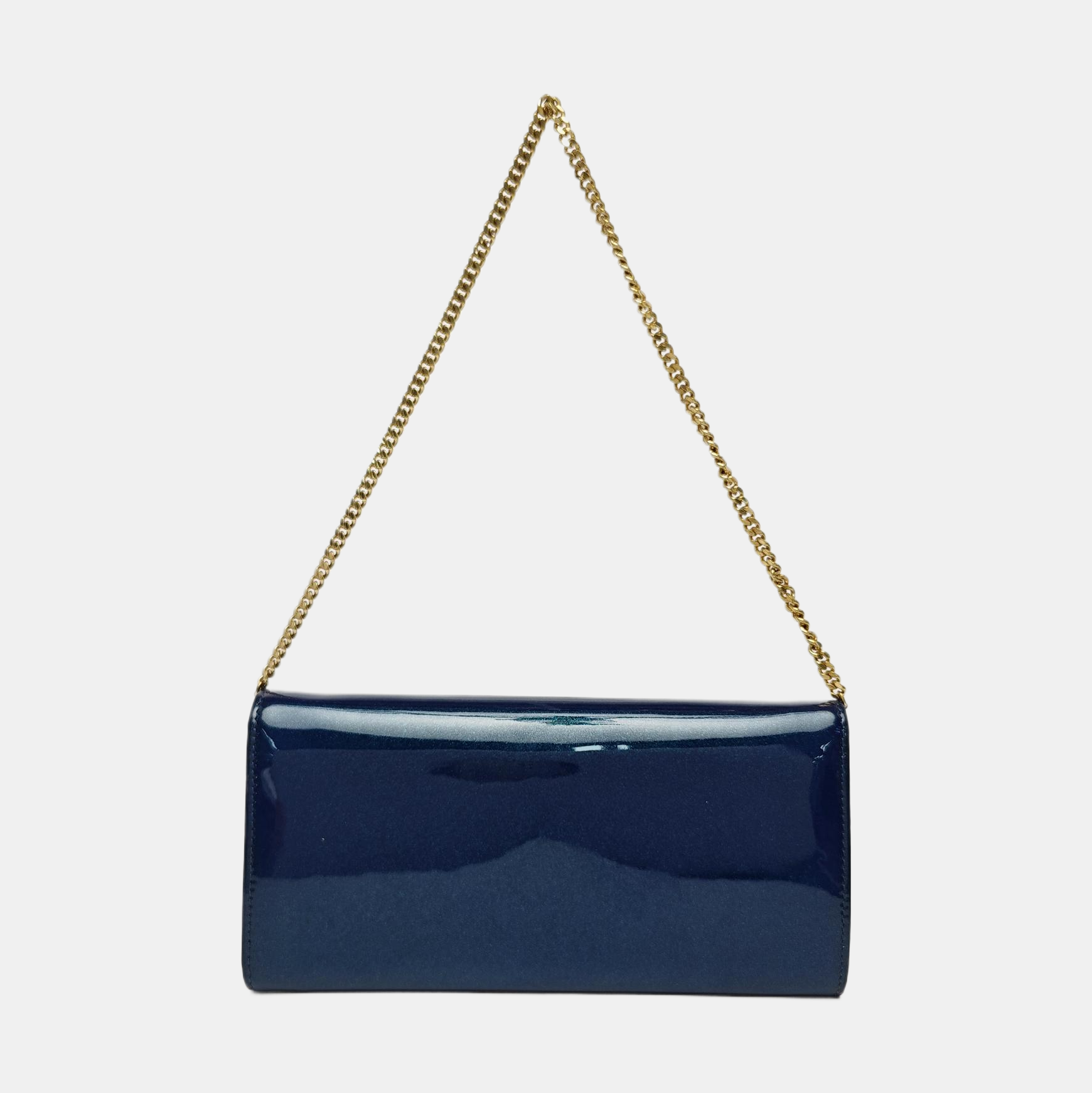Patent Leather Top Handle Bag Blue