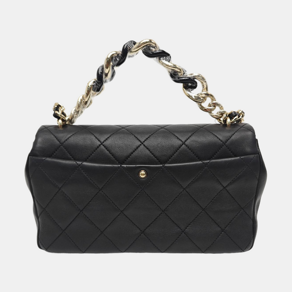 Quilted Lambskin Shoulder Bag Black
