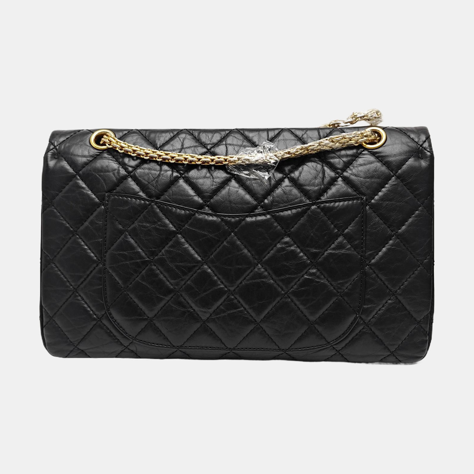 2.55 Maxi Quilted Waxed Cafskin Black