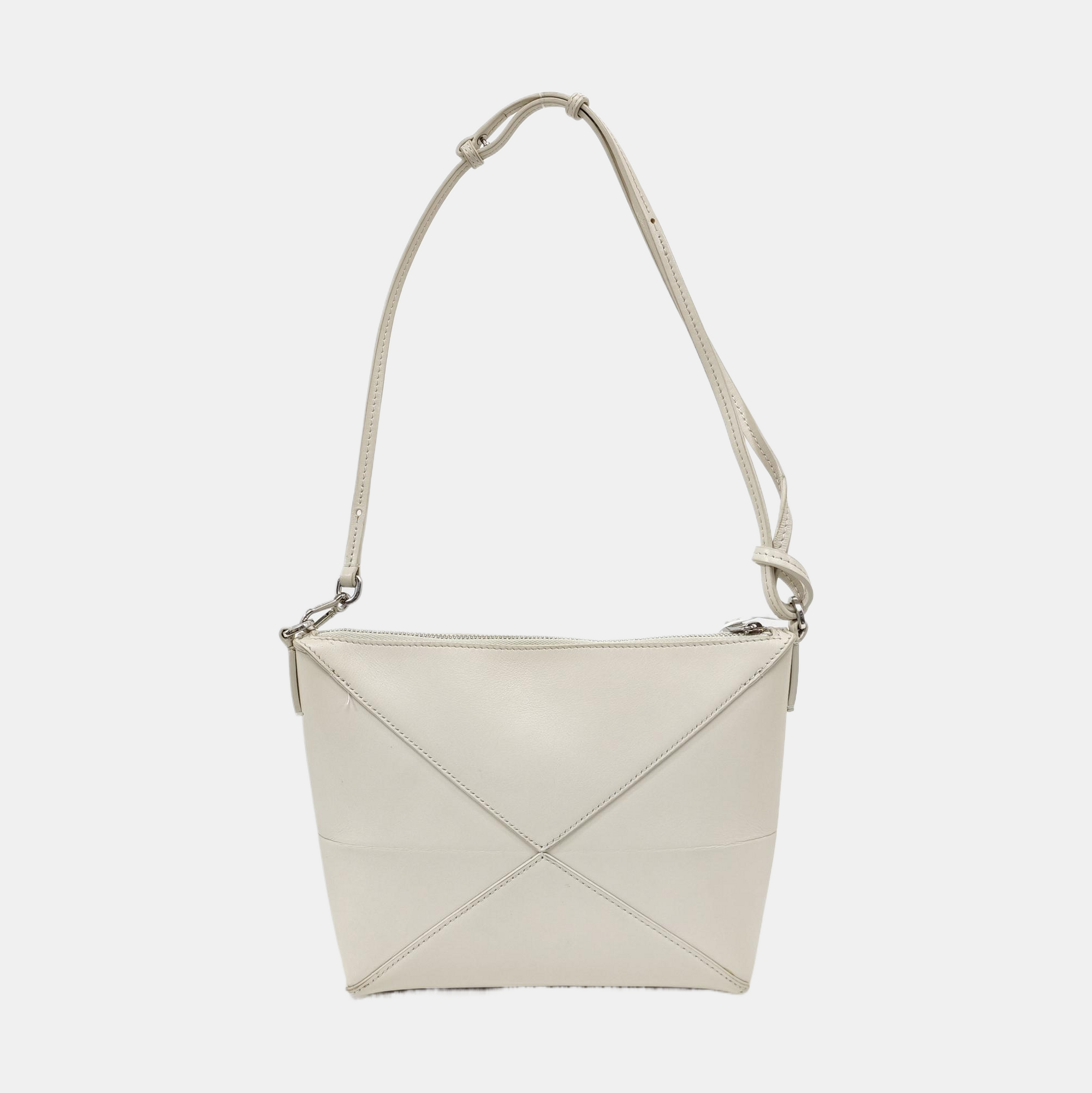 Puzzle Fold Mini Quilted Calfskin White