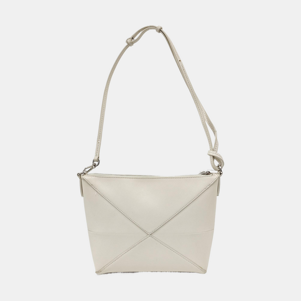 Puzzle Fold Mini Quilted Calfskin White