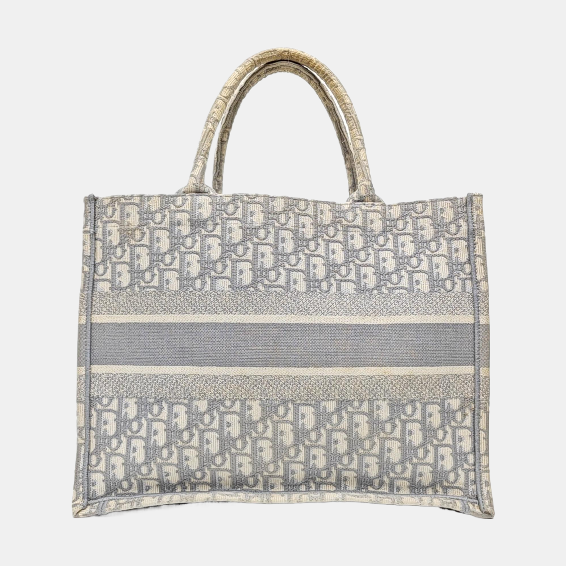 Book Tote Medium Oblique Canvas White