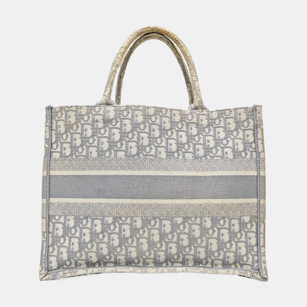 Book Tote Medium Oblique Canvas White