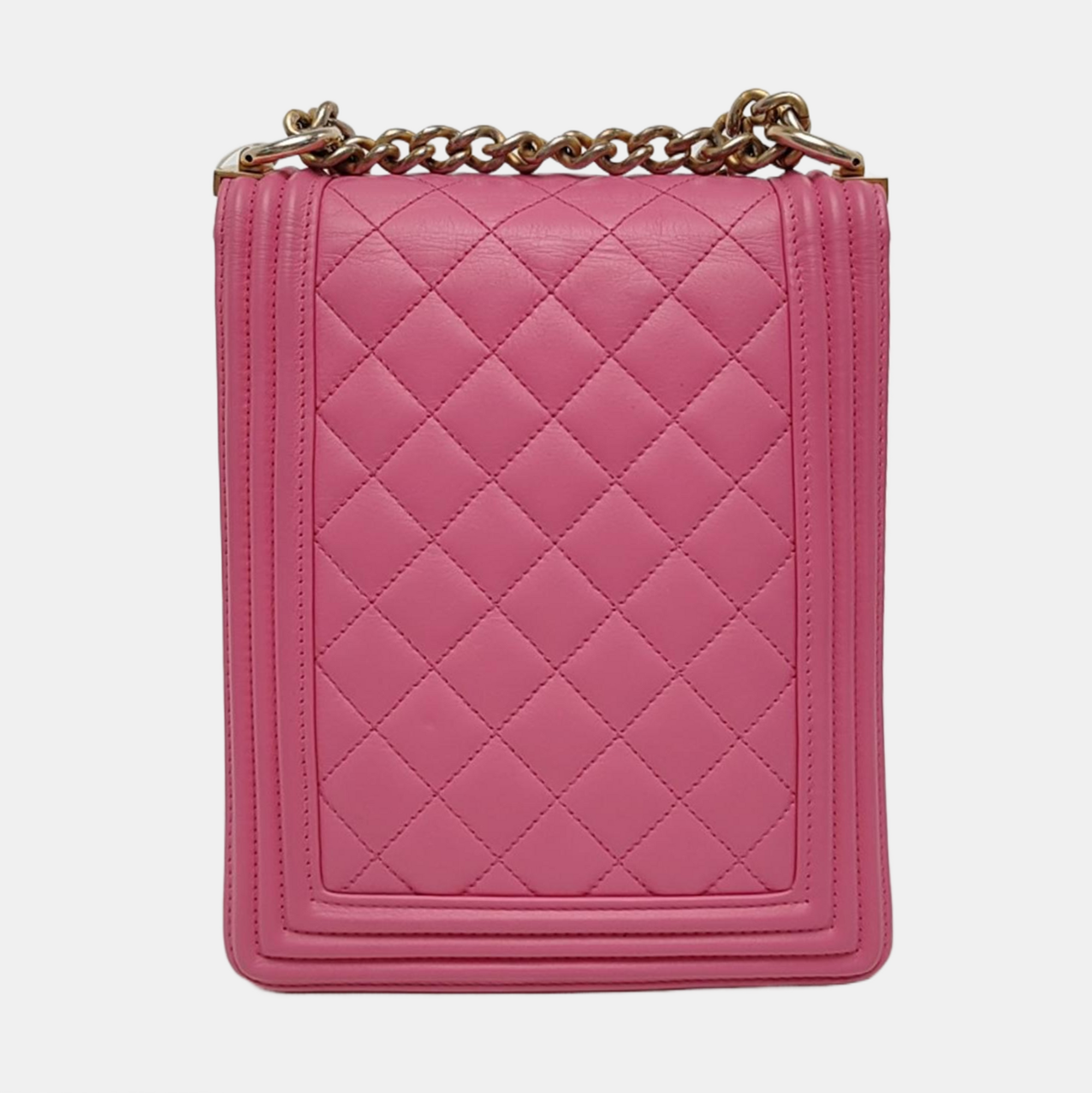 Authenticated pre-owned  BOY CHANEL Quilted Calfskin Pink - Crossbody Bag at Looply