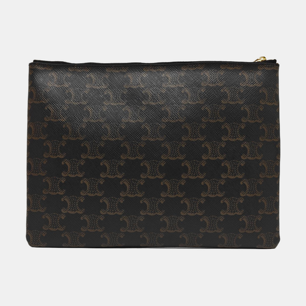 Coated Canvas Clutch Brown