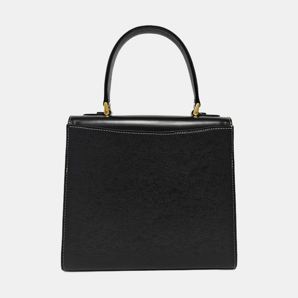 Calfskin Top Handle Bag Black