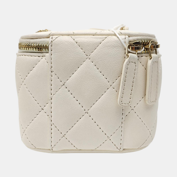 VANITY CASE Small Quilted Lambskin White