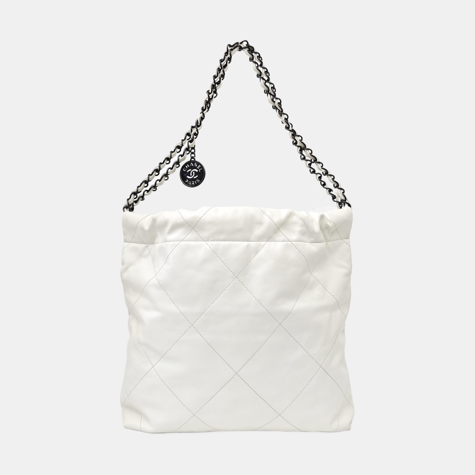 CHANEL 22 Small Quilted Calfskin White