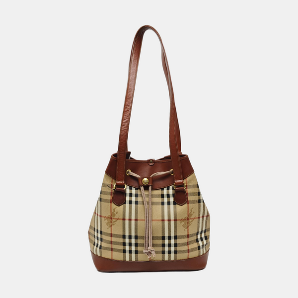 Coated Canvas Shoulder Bag Beige