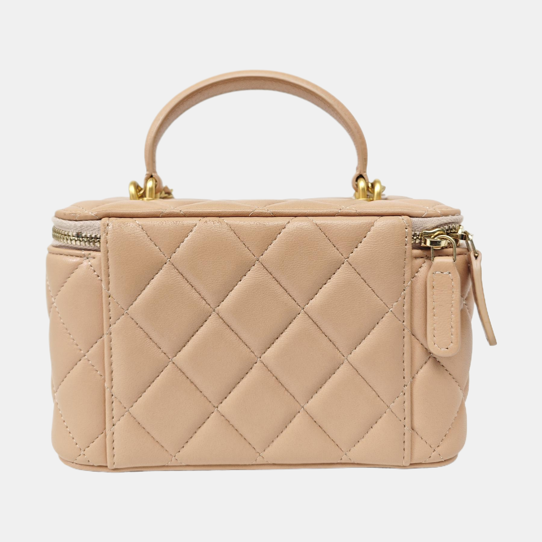 VANITY CASE Small Quilted Lambskin Brown