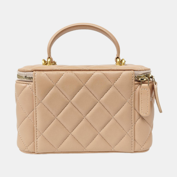 VANITY CASE Small Quilted Lambskin Brown