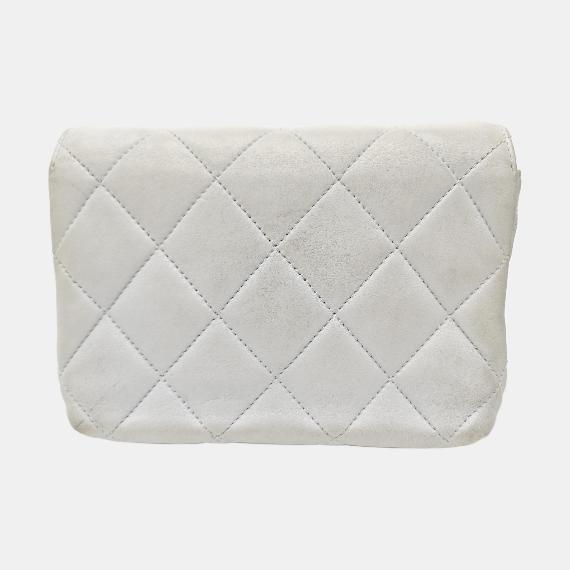 Quilted Lambskin Shoulder Bag White