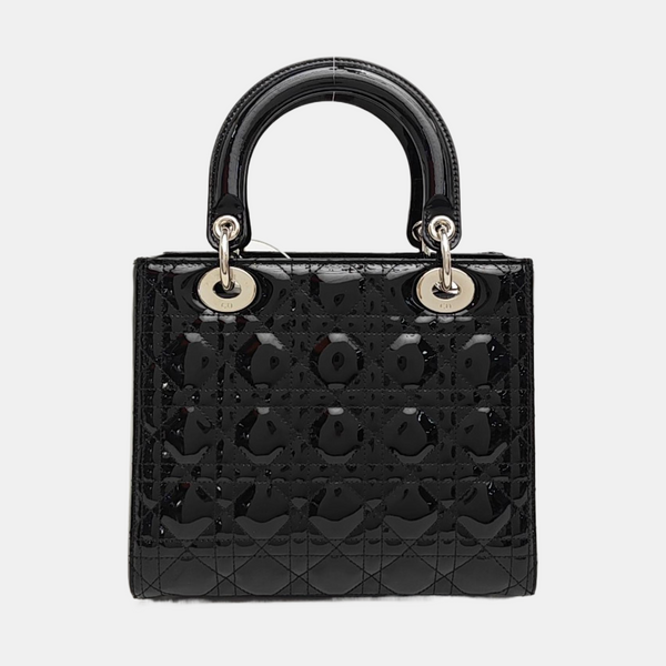 Lady Dior Medium Cannage Patent Leather Black