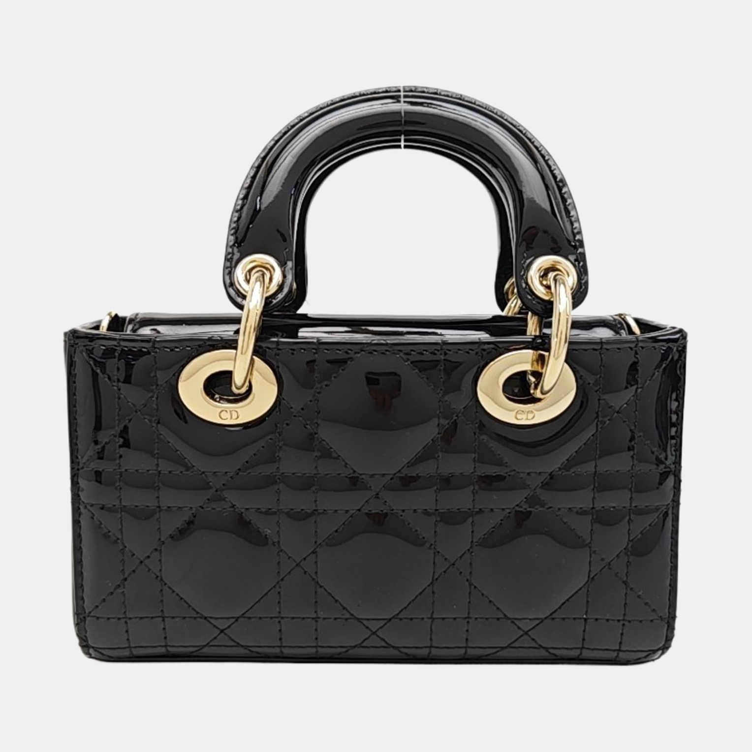 Lady Dior Super Mini Cannage Patent Leather Black