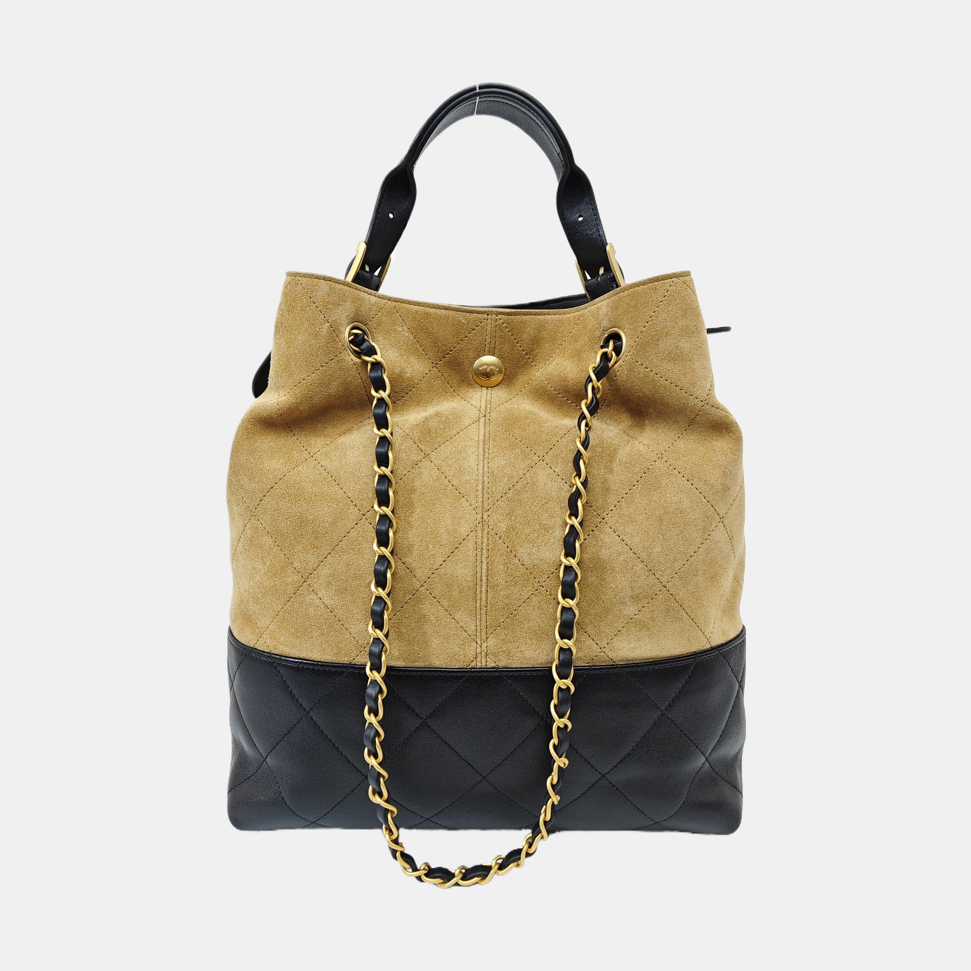 Quilted Suede Shoulder Bag Beige