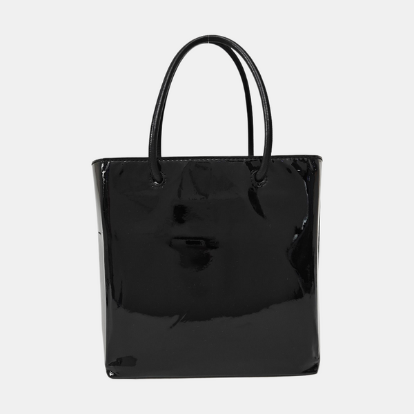Shopping Bag Super Mini Patent Leather Black
