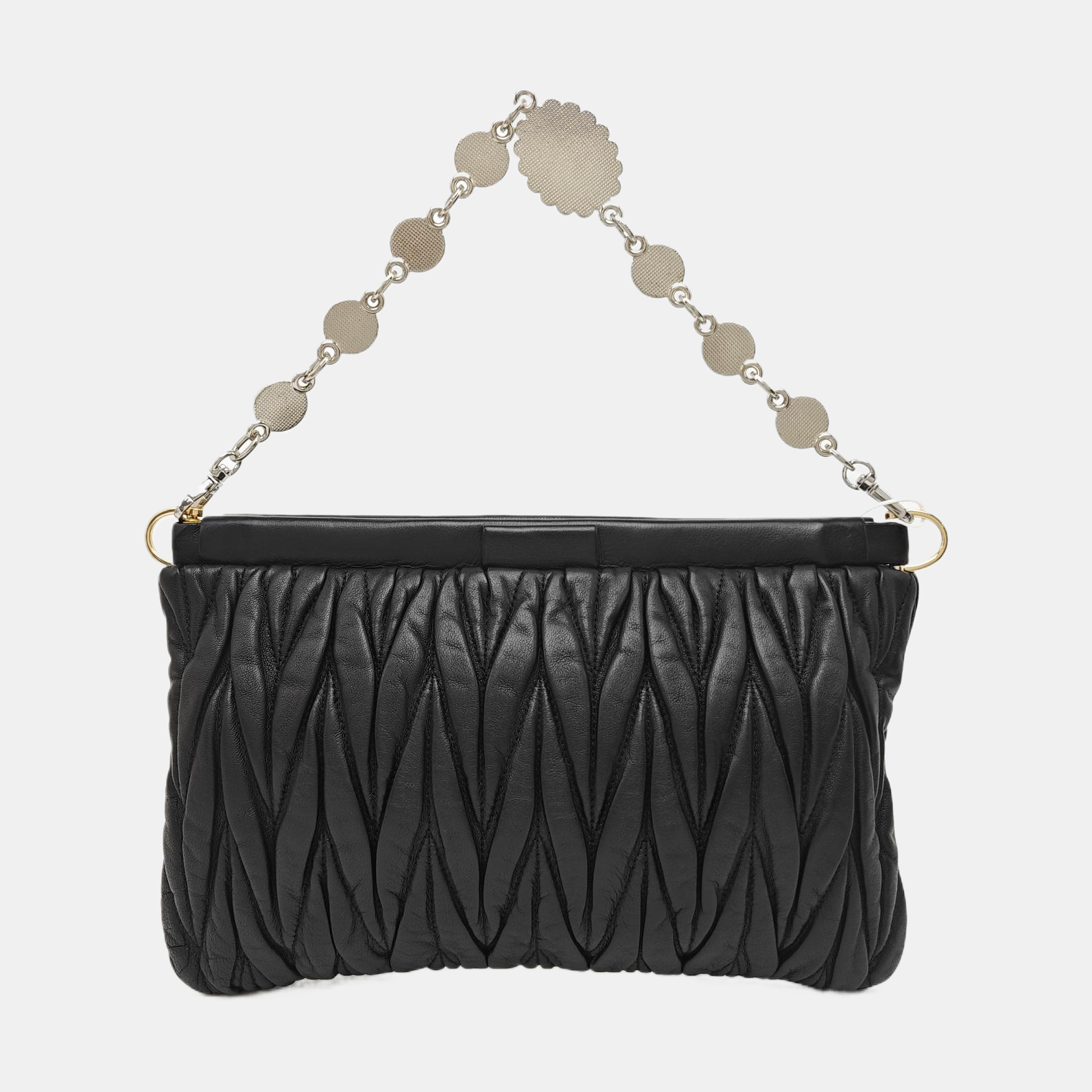 Quilted Lambskin Top Handle Bag Black