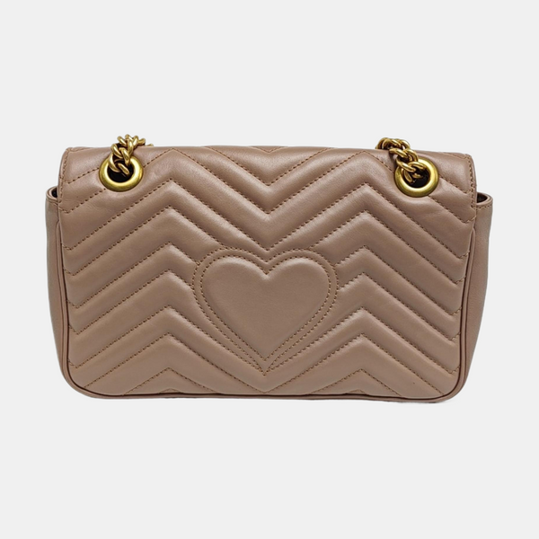 GG Marmont Medium Quilted Calfskin Beige
