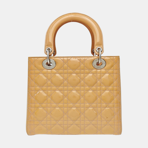 Lady Dior Medium Cannage Patent Leather Yellow
