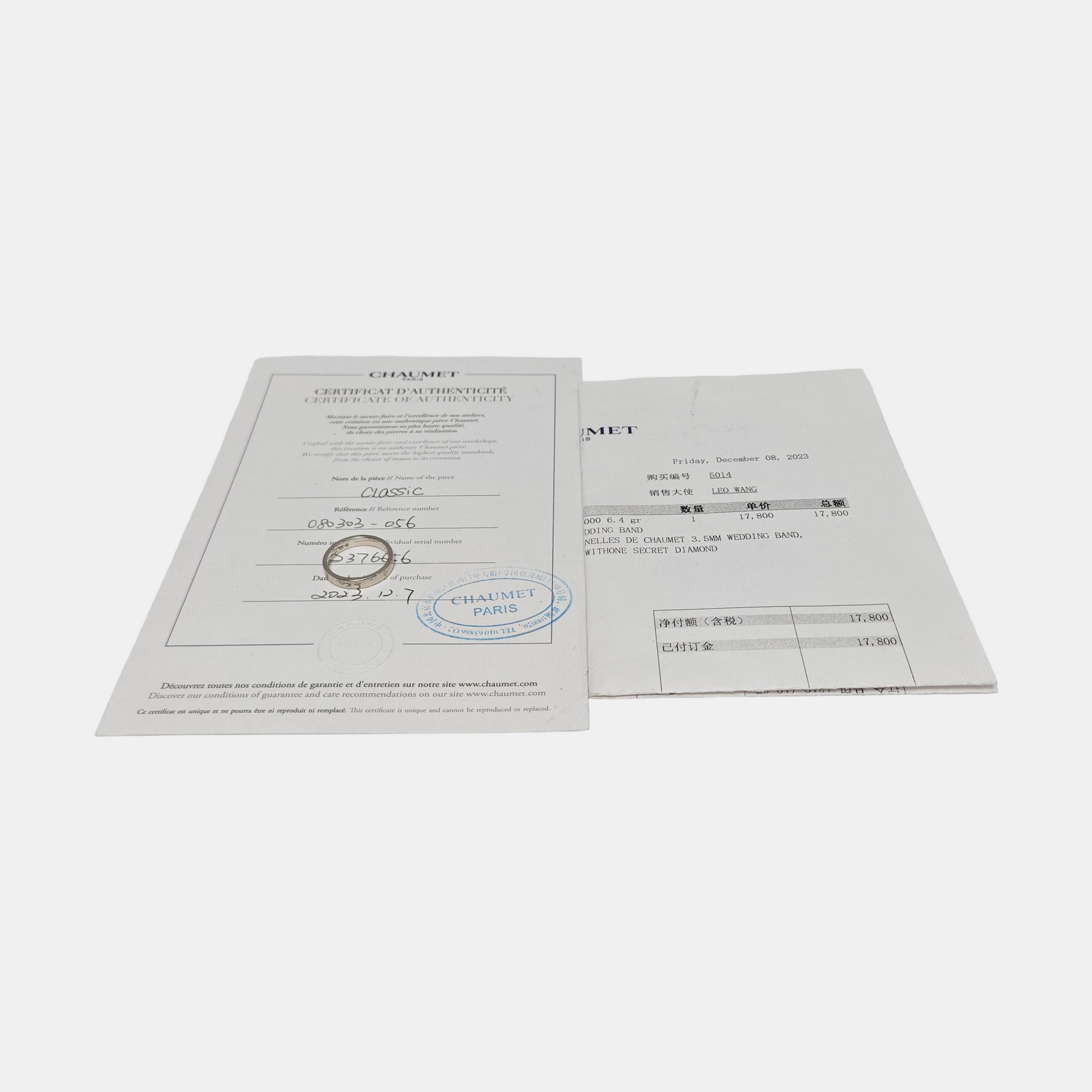 LES ÉTERNELLES Platinum 950 Silver Ring EU 56