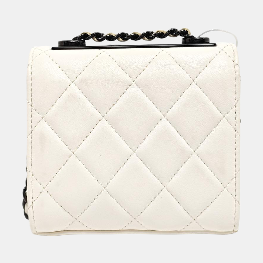 TRENDY CC Mini Quilted Lambskin White