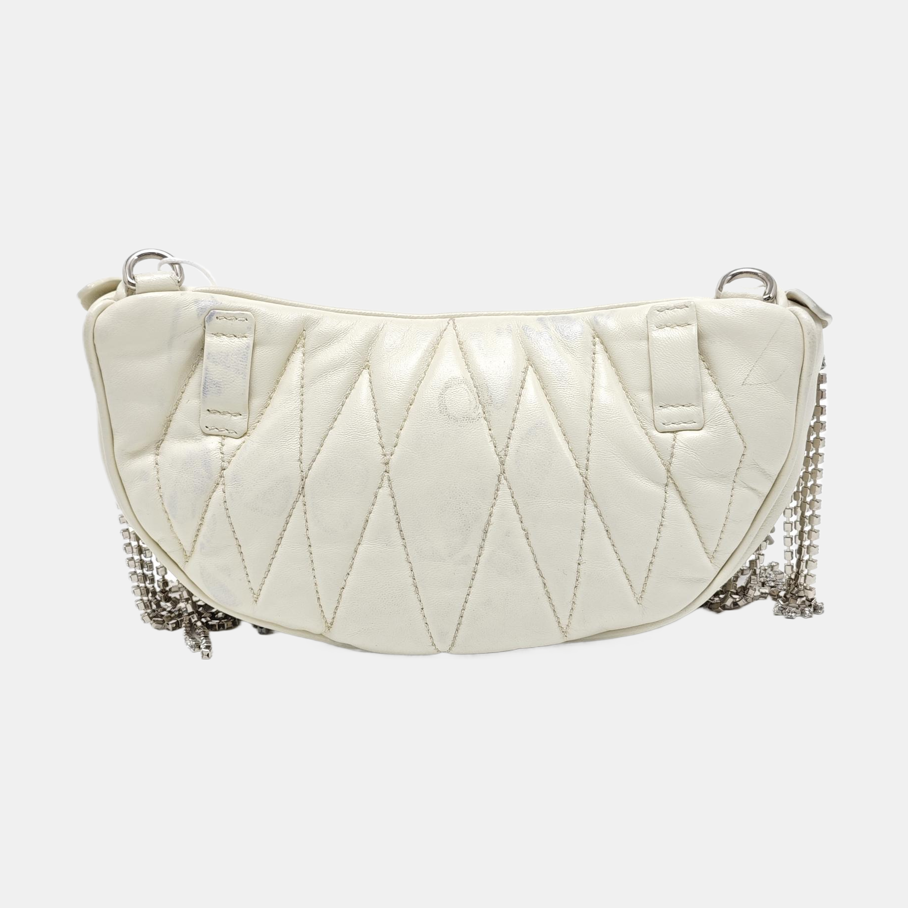 Quilted Lambskin Shoulder Bag White