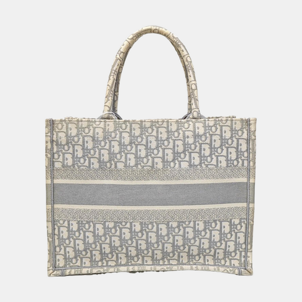 Book Tote Medium Oblique Canvas White