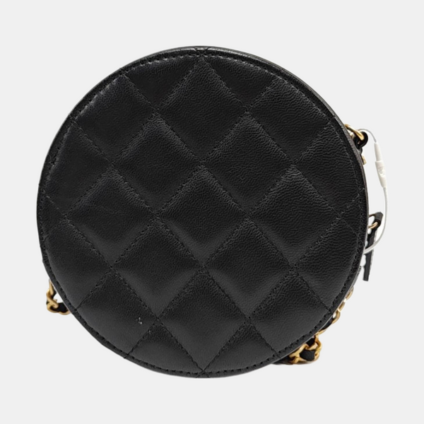 ROUND Mini Quilted Lambskin Black