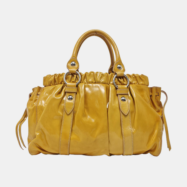 Calfskin Top Handle Bag Yellow