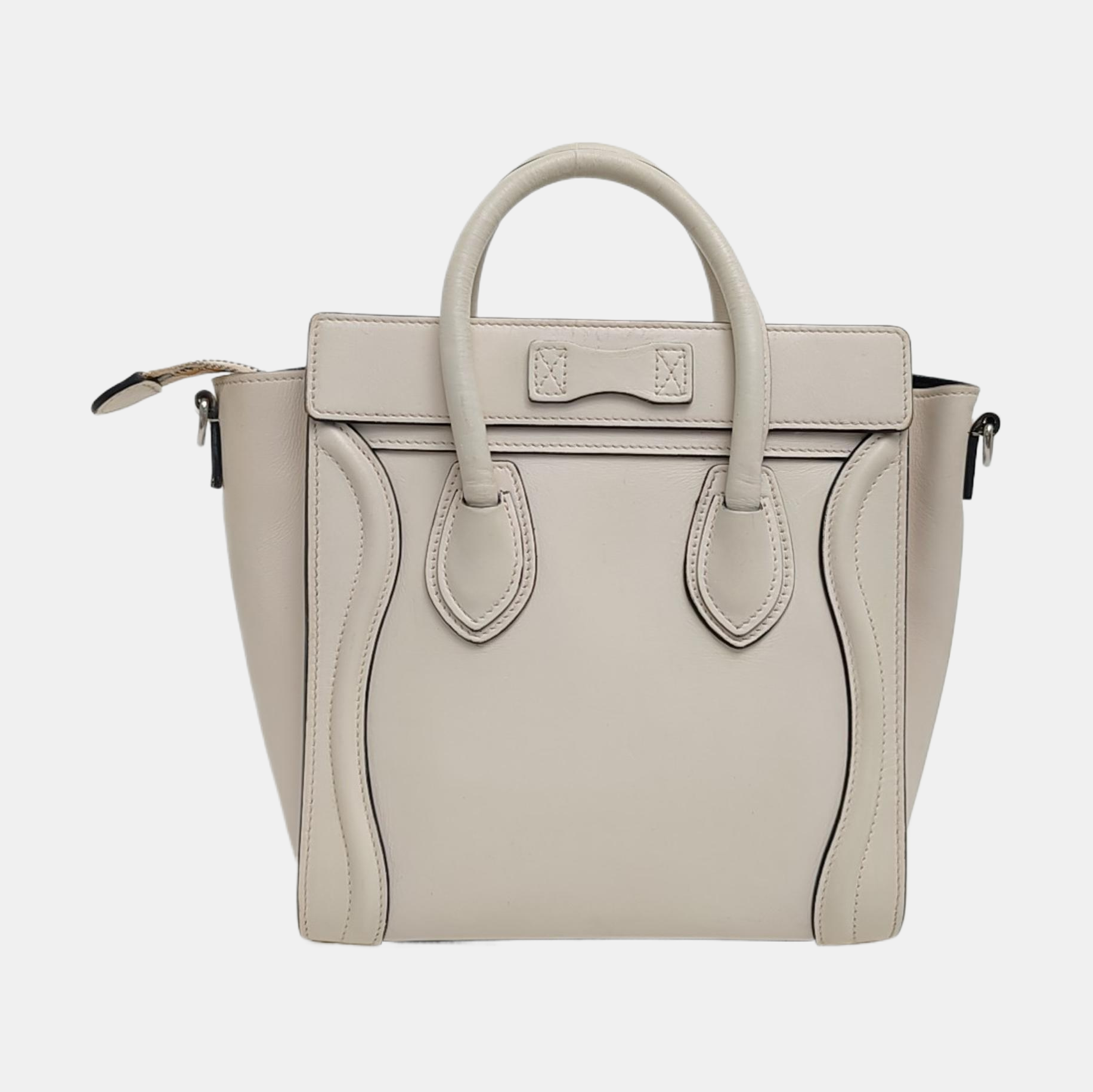 Authenticated pre-owned  LUGGAGE Nano Calfskin White - Tote Bag at Looply