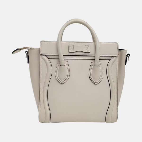 Authenticated pre-owned  LUGGAGE Nano Calfskin White - Tote Bag at Looply