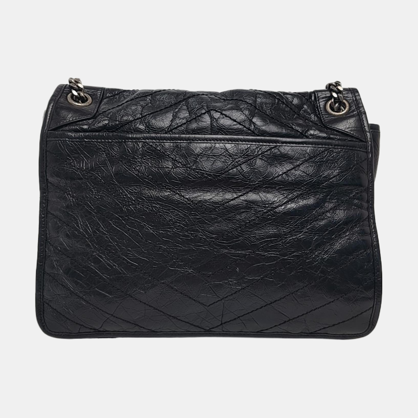 NIKI Large Chevron Calfskin Black
