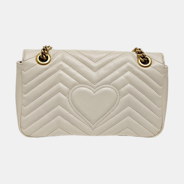 GG Marmont Medium Quilted Calfskin White