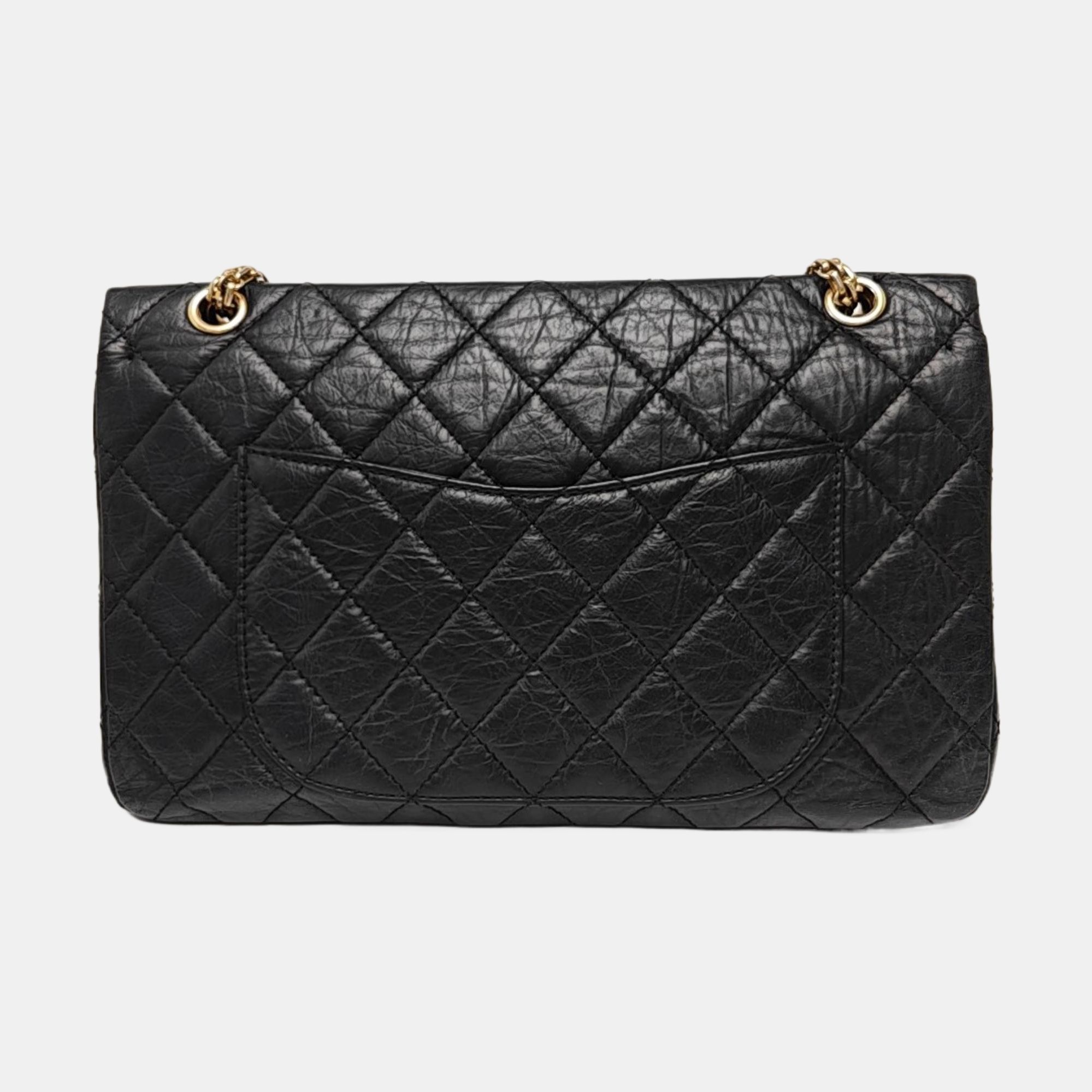2.55 Maxi Quilted Waxed Cafskin Black
