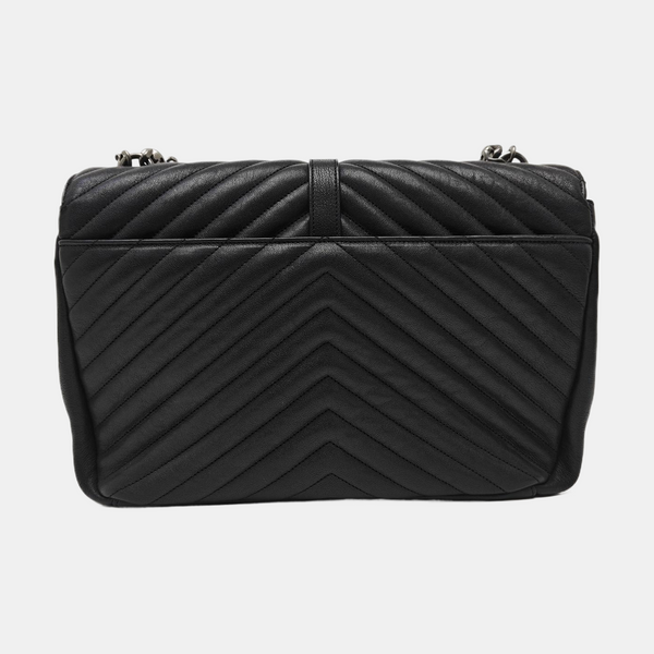 COLLEGE Large Chevron Calfskin Black