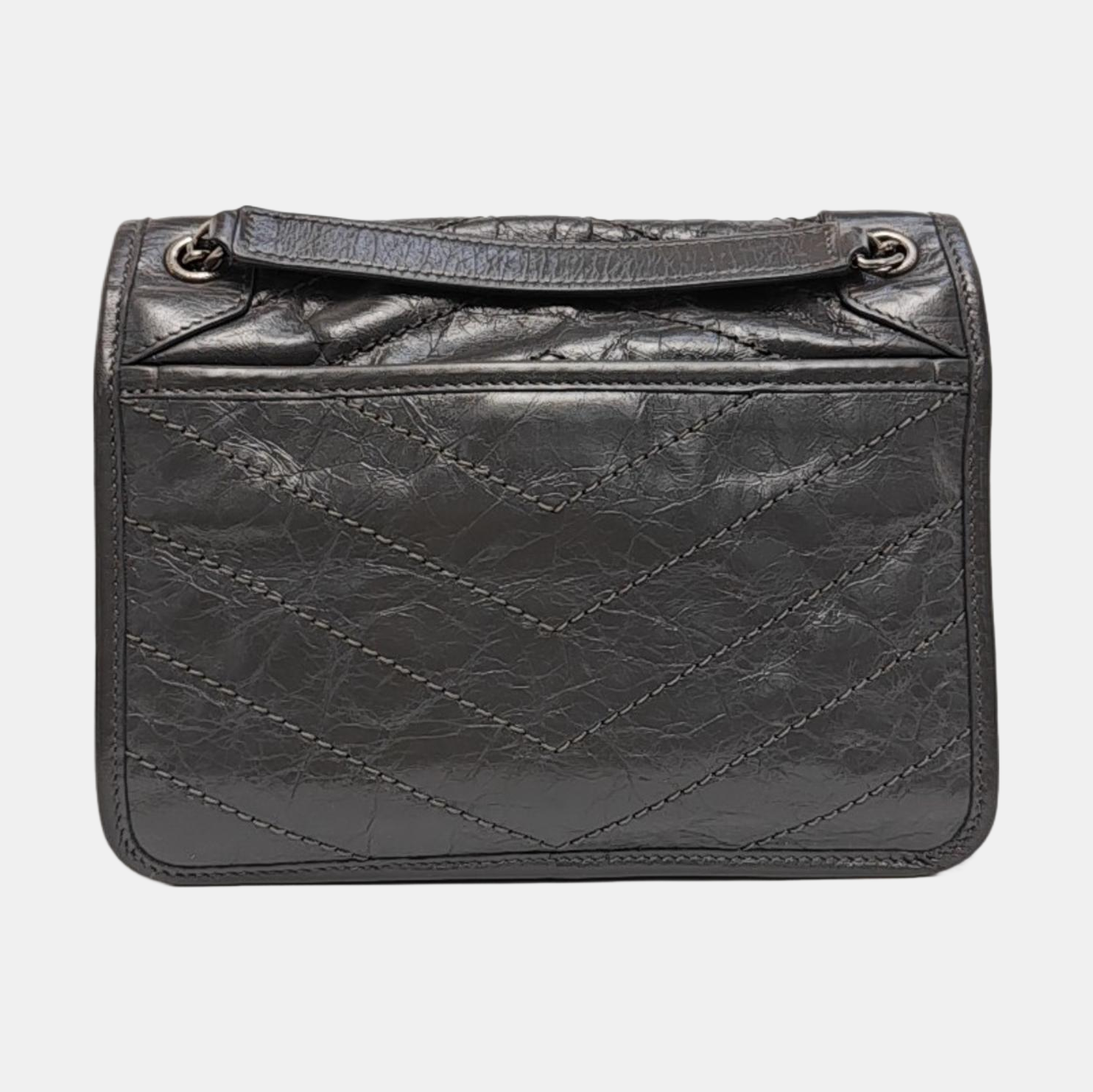 NIKI Small Chevron Calfskin Gray