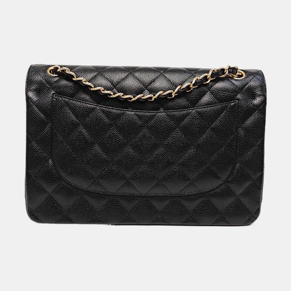CLASSIC FLAP Jumbo Quilted Grained Calfskin Black