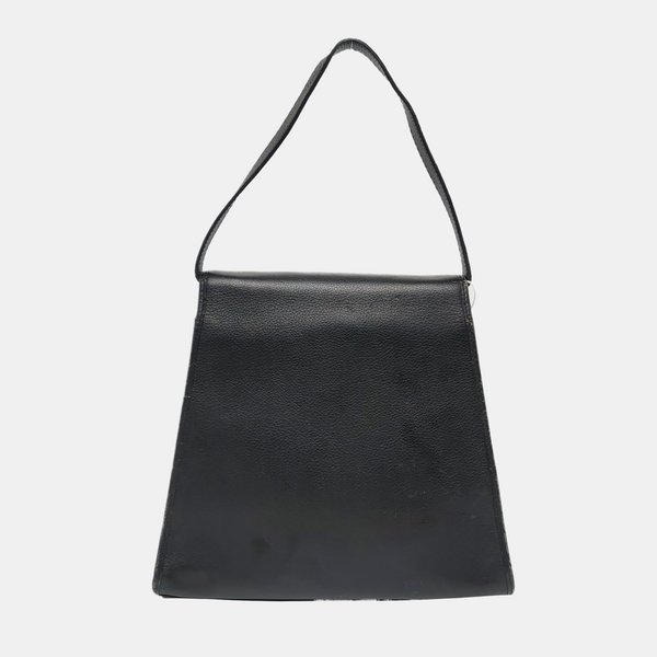 Leather Top Handle Bag Black