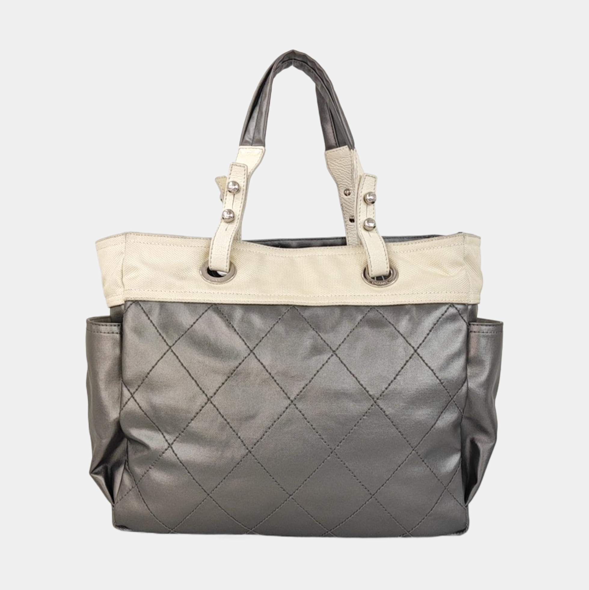PARIS BIARRITZ Large Quilted Coated Canvas Gray
