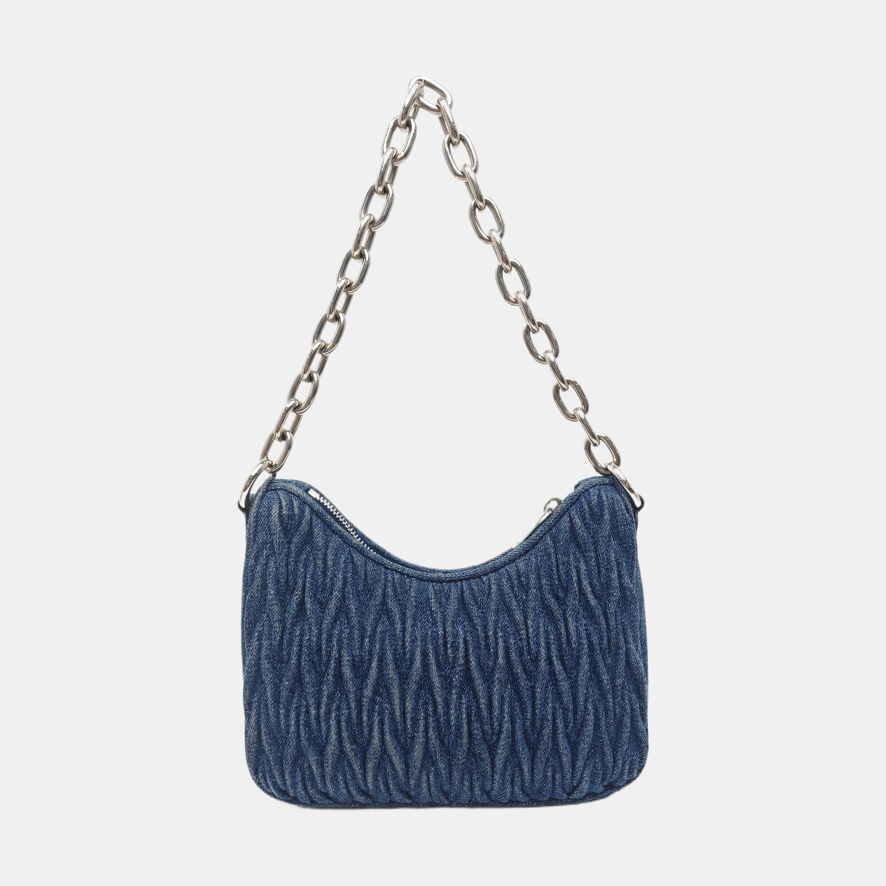 Quilted Denim Shoulder Bag Blue