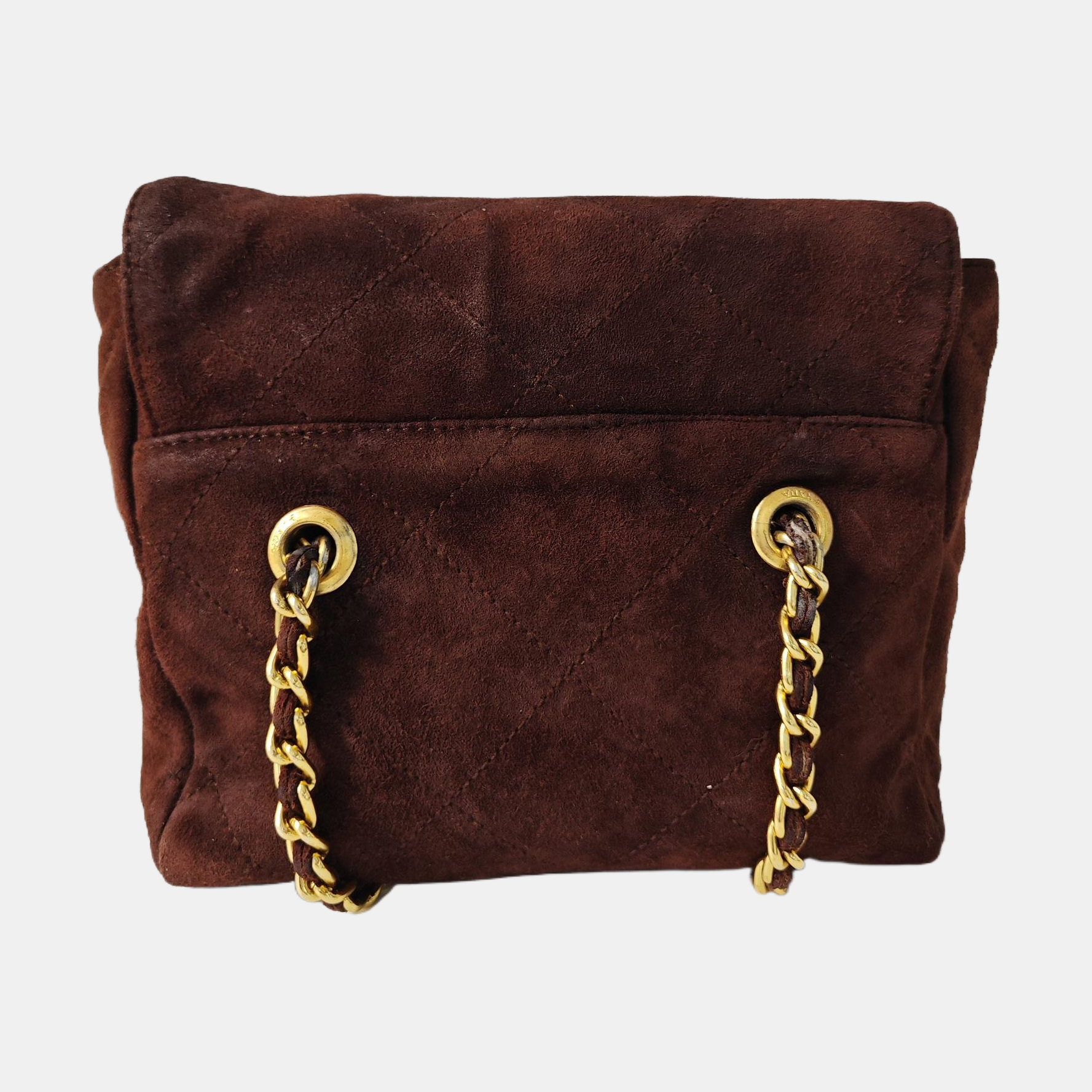 Quilted Suede Shoulder Bag Brown