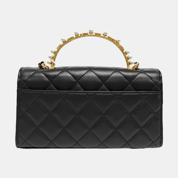 Quilted Lambskin Shoulder Bag Black