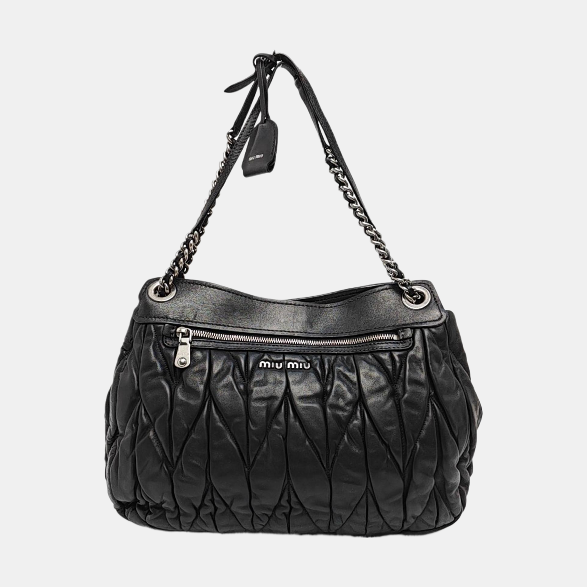 Miu Coffer Quilted Lambskin Black