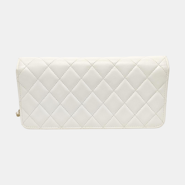 Quilted Lambskin Shoulder Bag White