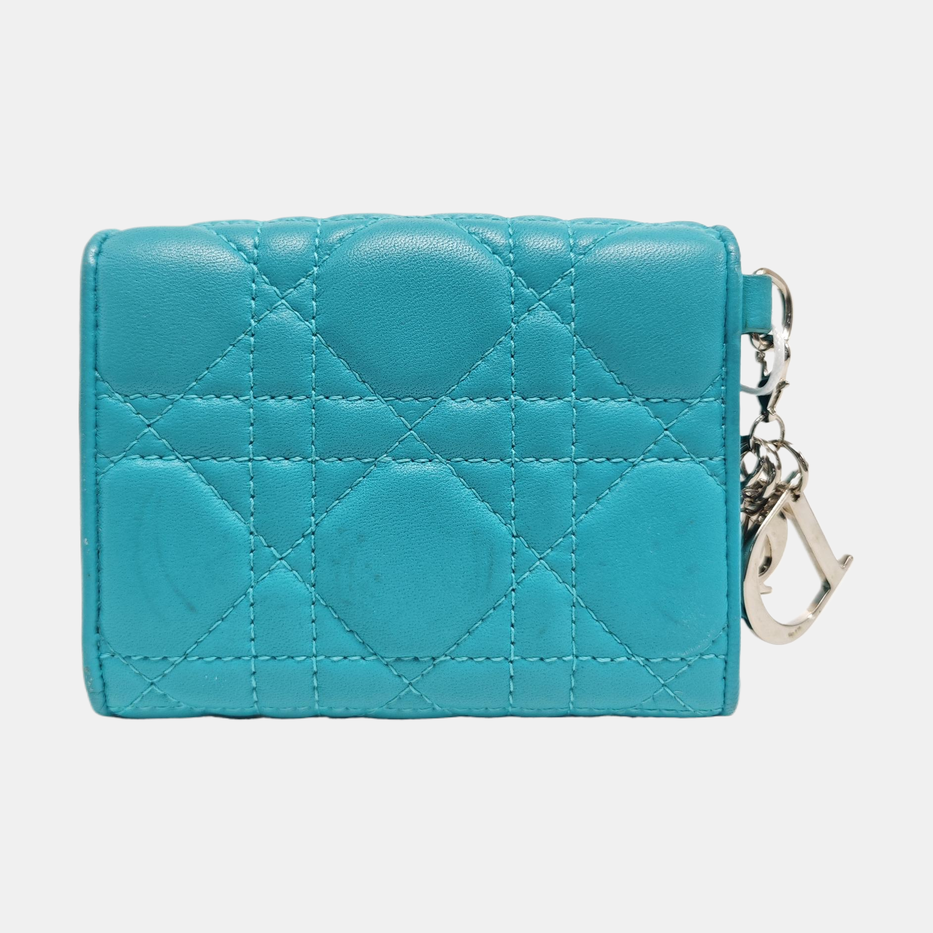 Lady Dior Cannage Lambskin Blue Wallet
