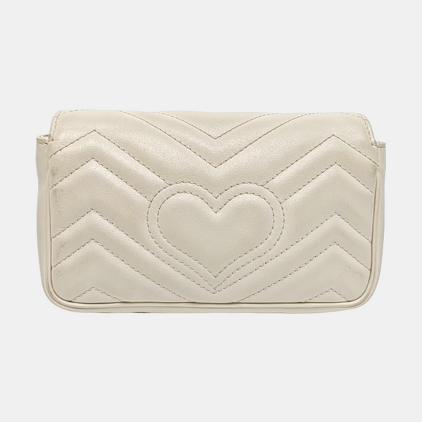 GG Marmont Mini Quilted Calfskin White