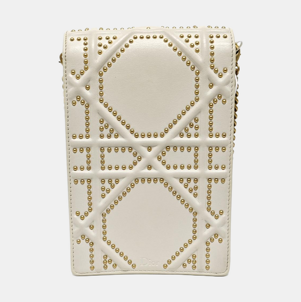 Authenticated pre-owned  Diorama Cannage Calfskin White - Shoulder Bag at Looply